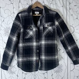 Sonoma Goods for Life Quilted Plaid Flannel Jacket XL Black Gray